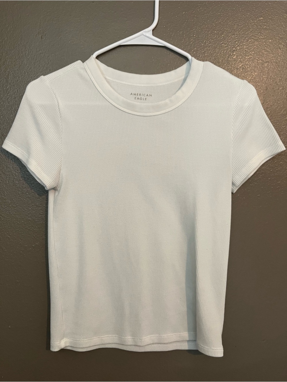 American Eagle Outfitters White Short Sleeve Ribbed Tee